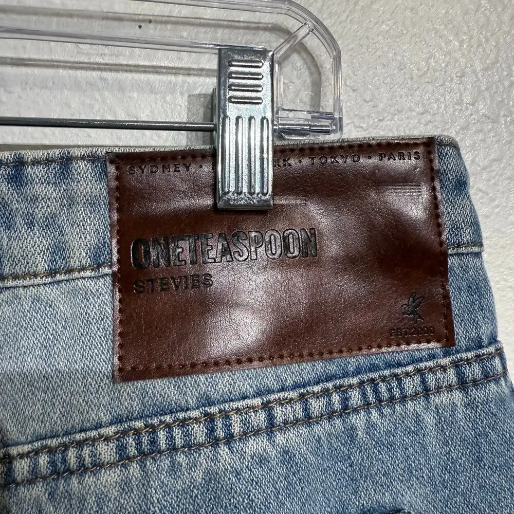 One Teaspoon Stevie’s Denim Long Distressed Shorts Sz 28